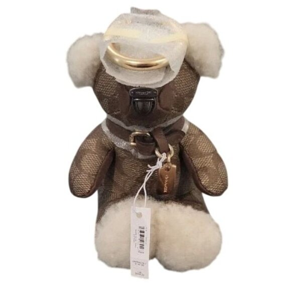 Coach F77676 Limited Edition Bear Keychain Bag Charm Signature Canvas & Leather - Picture 3 of 9